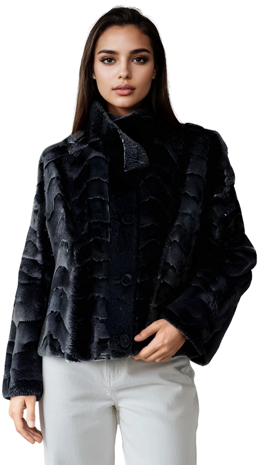 The Opulent Mink Fur Jacket in Dark Grey