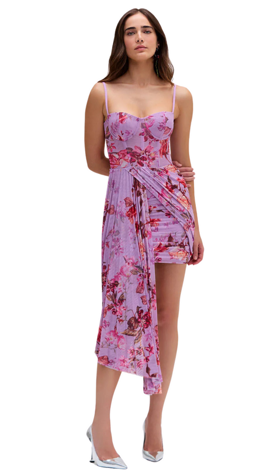 FLORAL HAZE BUSTIER MINI DRESS