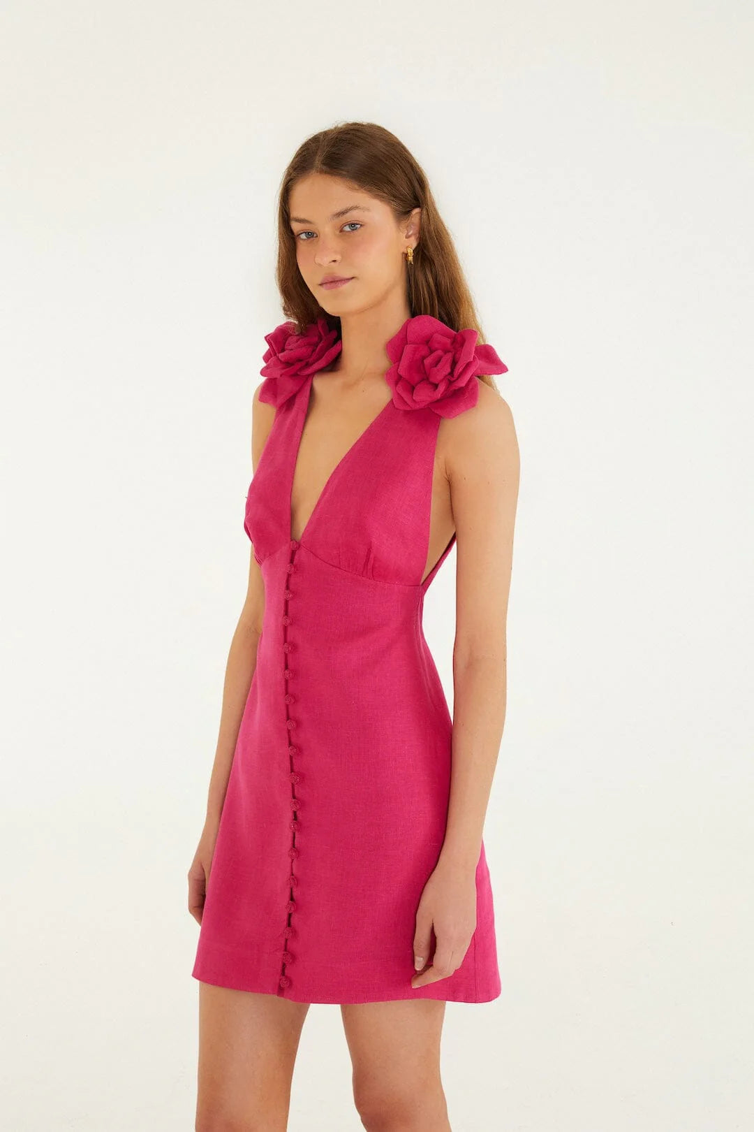 Pink 3d Flower Mini Dress
