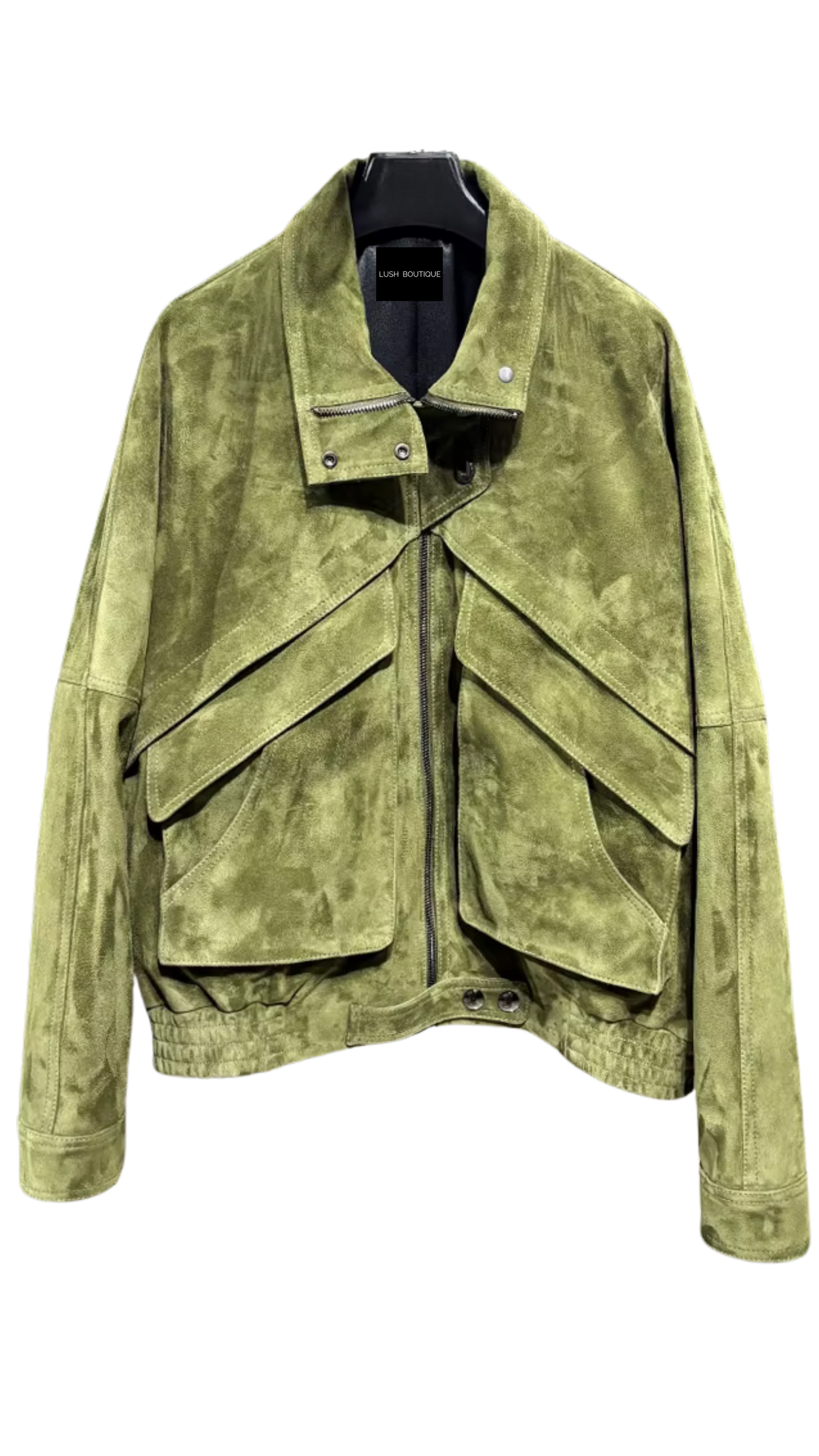 Olive Suede Moto Jacket