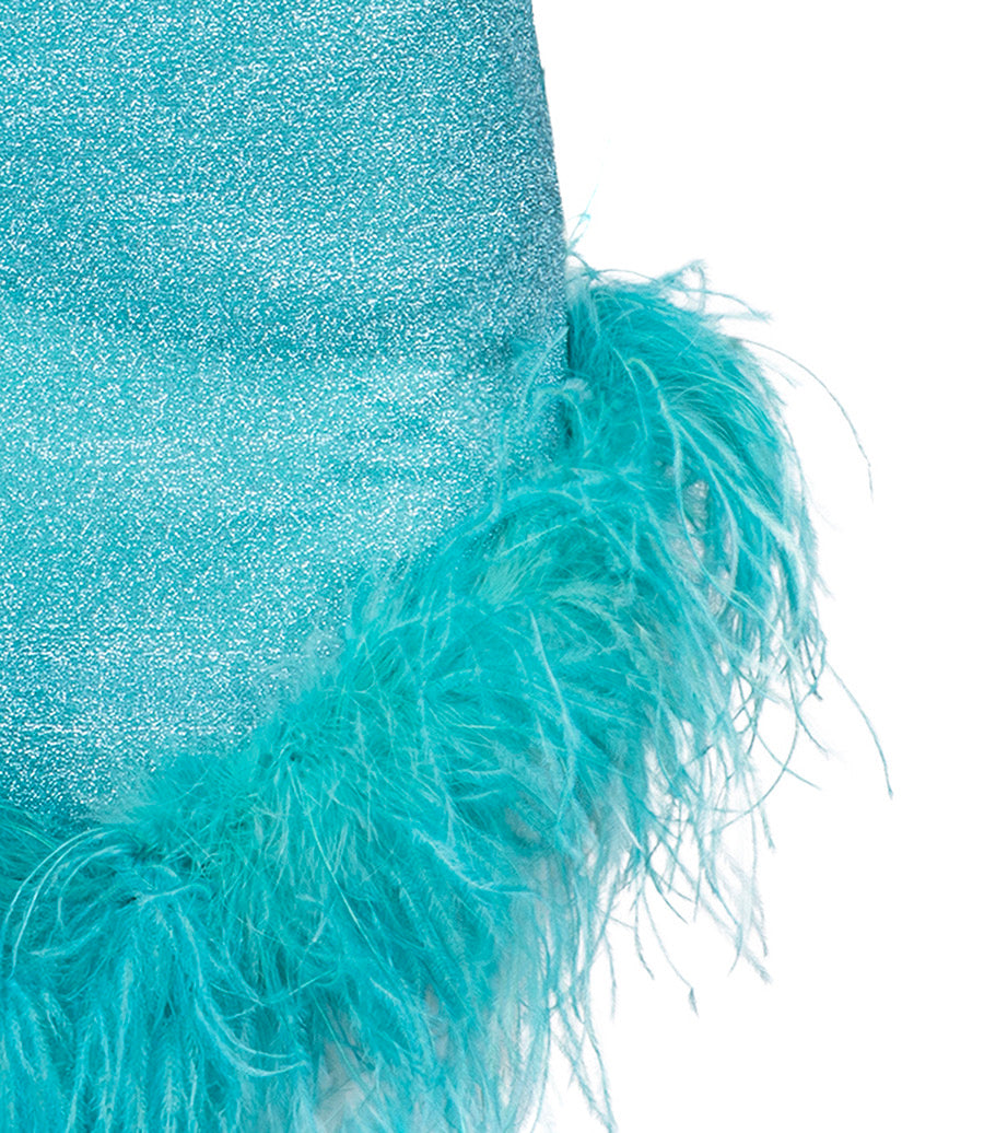 LUMIÈRE PLUMAGE NECKLACE DRESS-Sea Turquoise