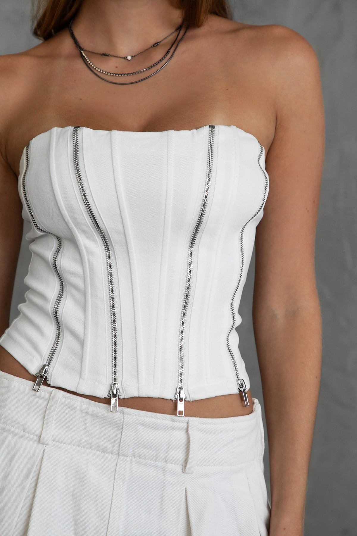 Zippers Denim Top