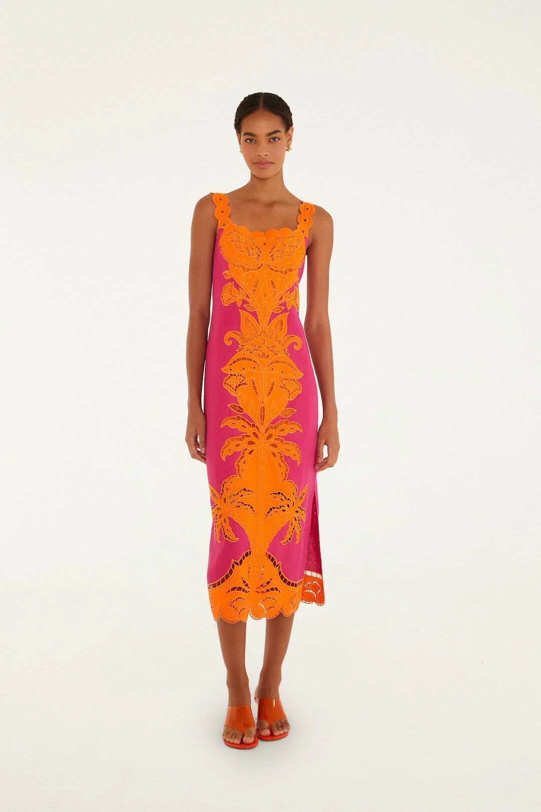 Pinke Cutwork Midi Dress