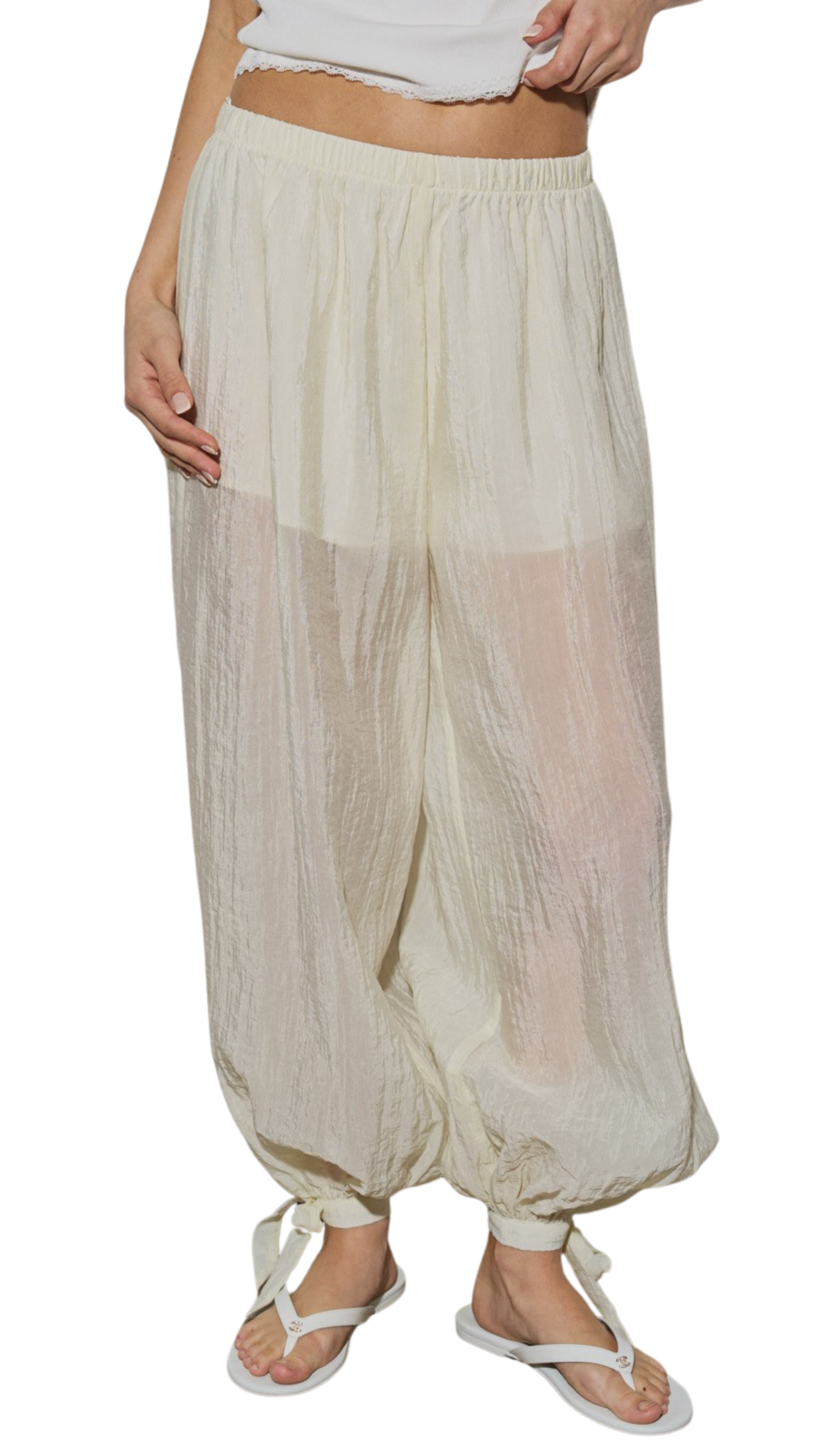 Ivory Sheer Organza Pants