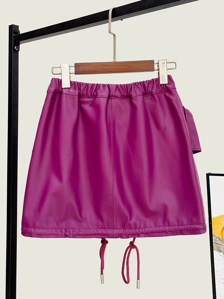 Amethyst Leather Skirt- purple