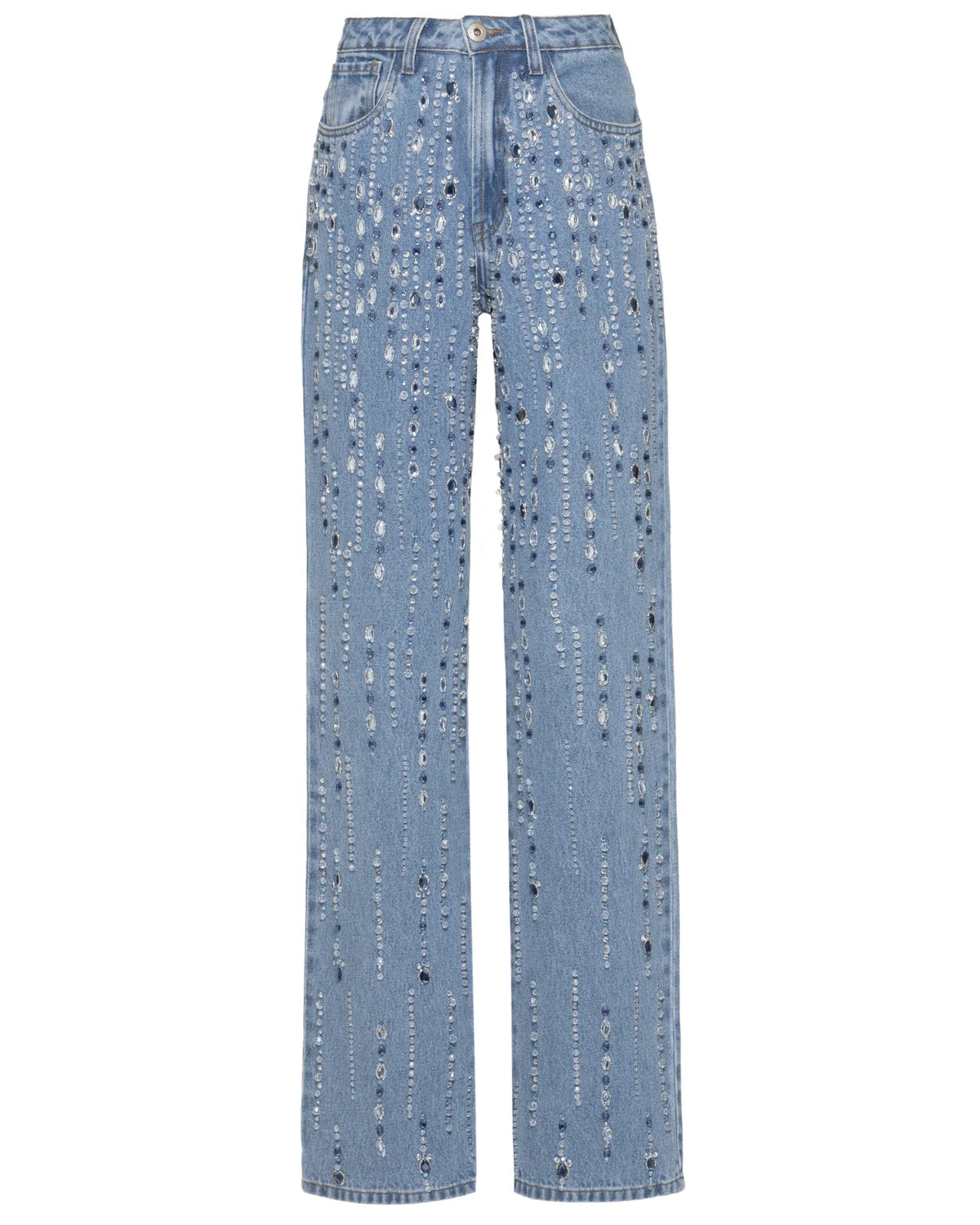 HAND-BEADED DENIM PANTS