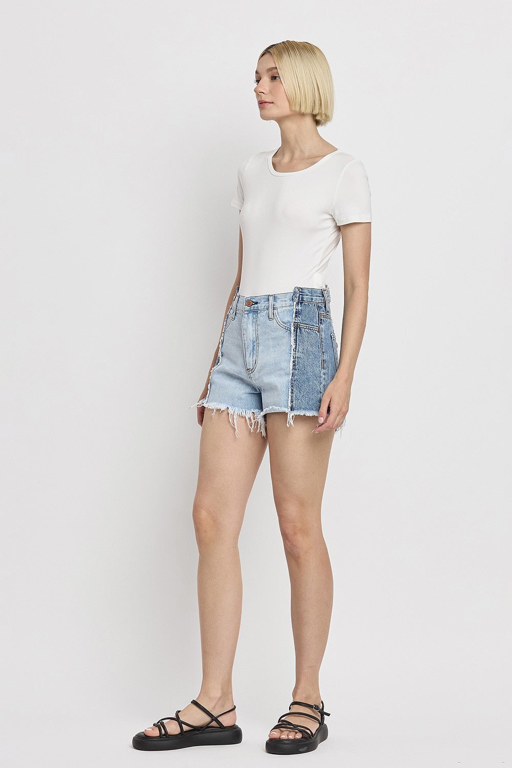 Abstracted Denim Shorts