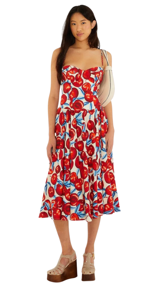 Cherry Blossom Sleeveless Midi Dress