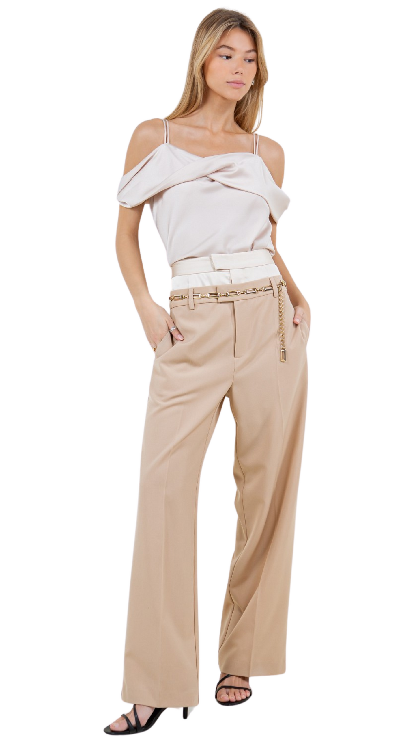 Dual waiste satin pants