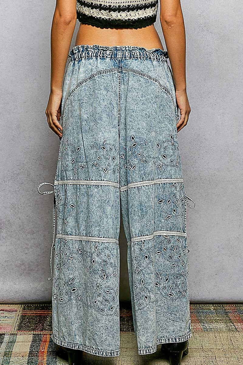 Caspia Embroidered Denim Pants