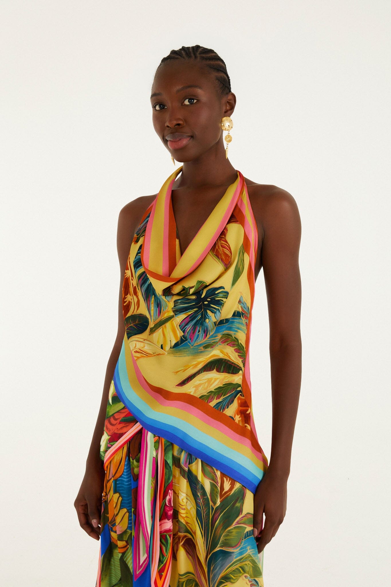 Multicolor Rainbow Summer Scarf Blouse