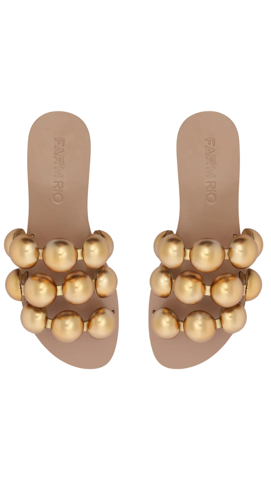 Gold Color Beads Flat Sandal