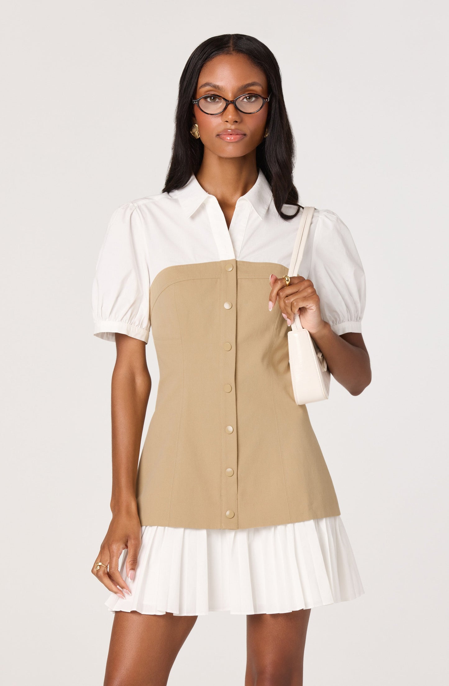 Joseline Mixed Media Faux Layered Mini Dress