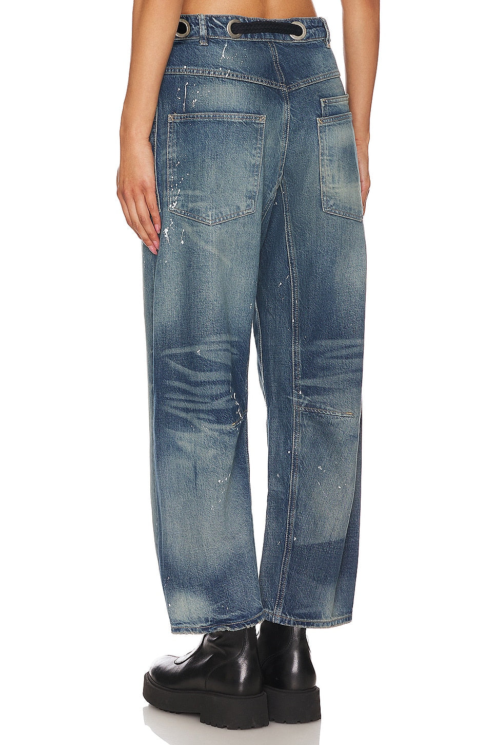 Moxie Low Slung Pull On Barrel Wide Leg-Timless Blue