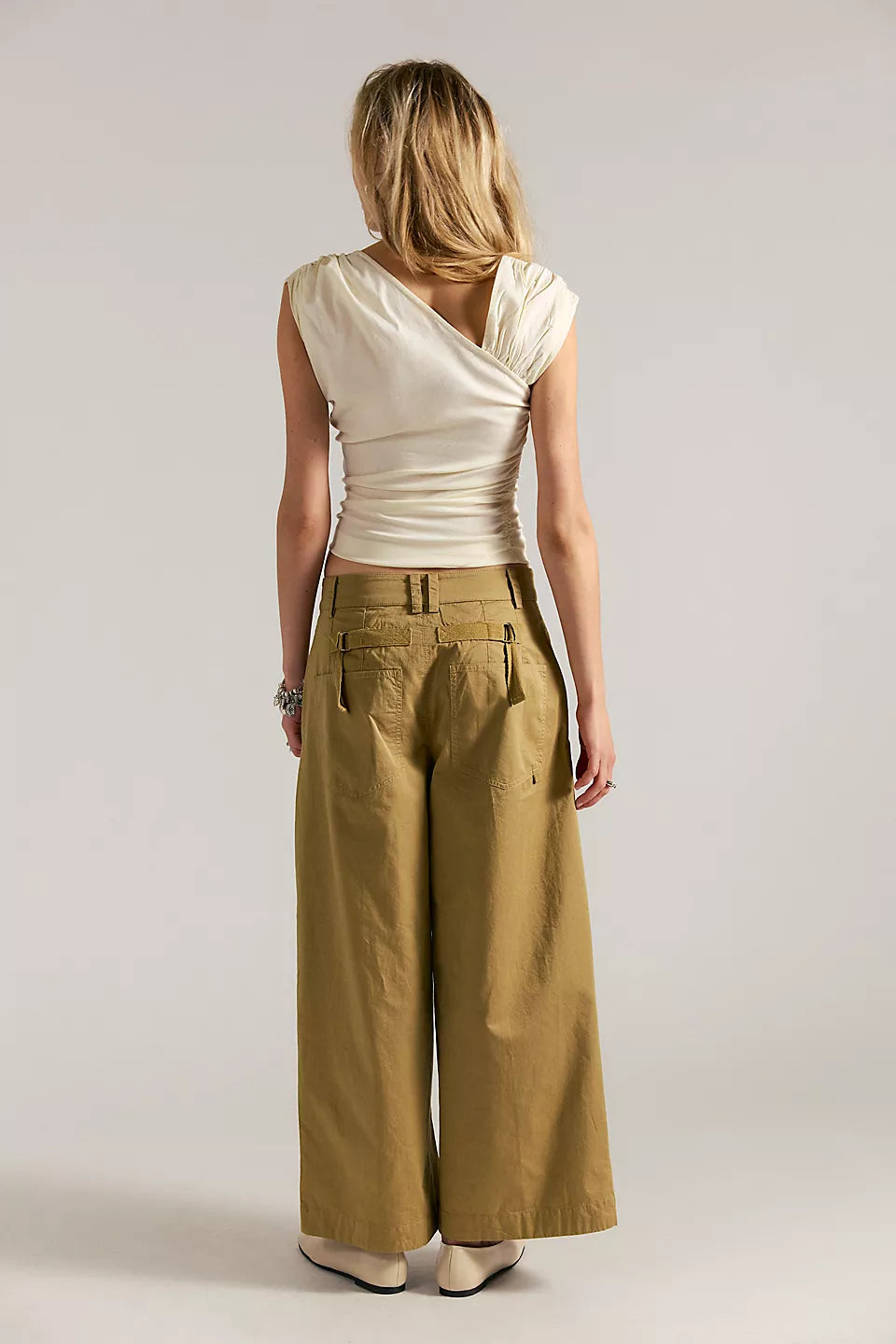 Silverlake Wide-Leg Chino Trousers-Dill Seed