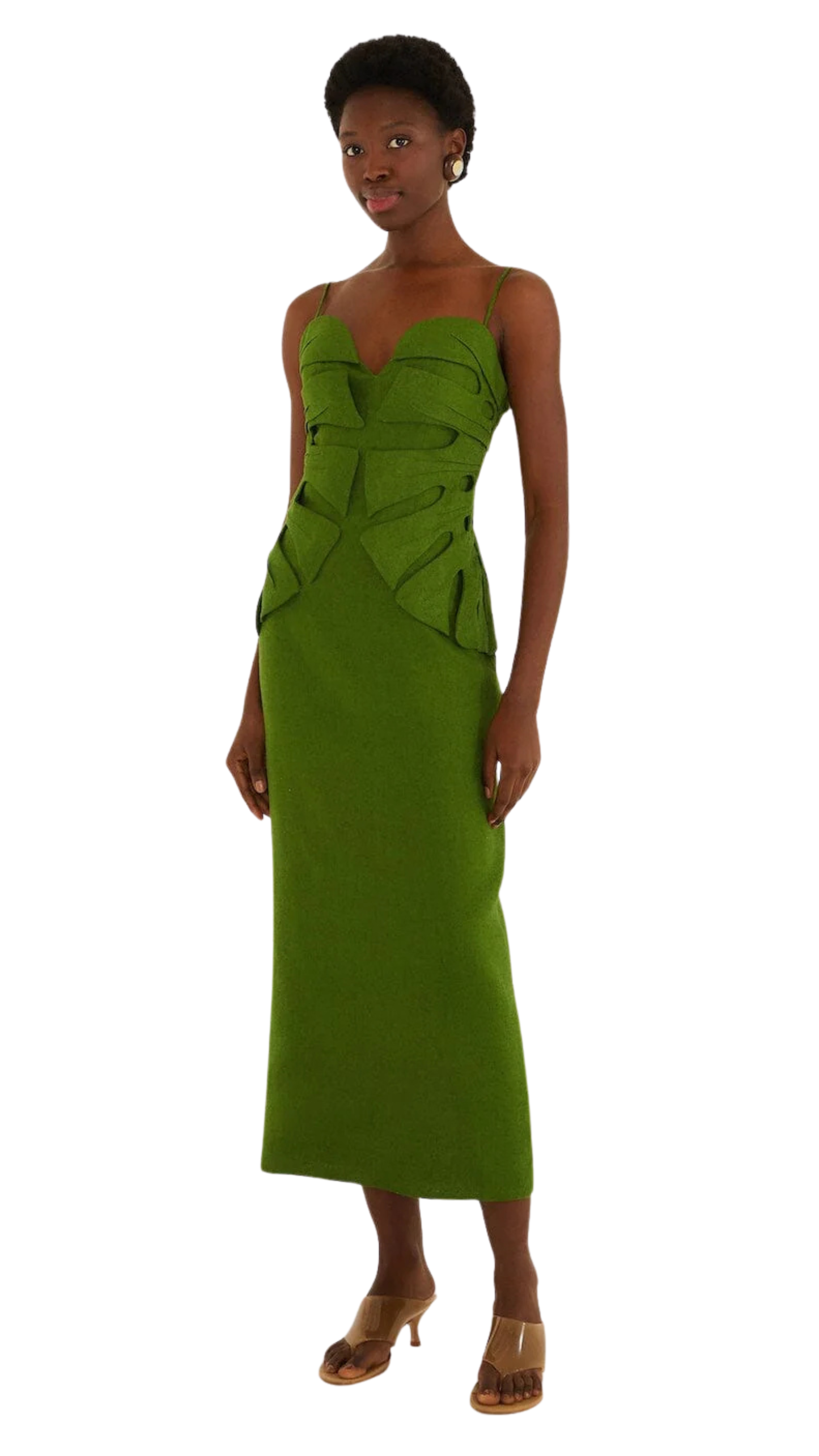 Green Monstera Leaf Maxi Dress