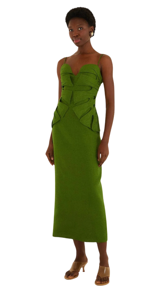 Green Monstera Leaf Maxi Dress