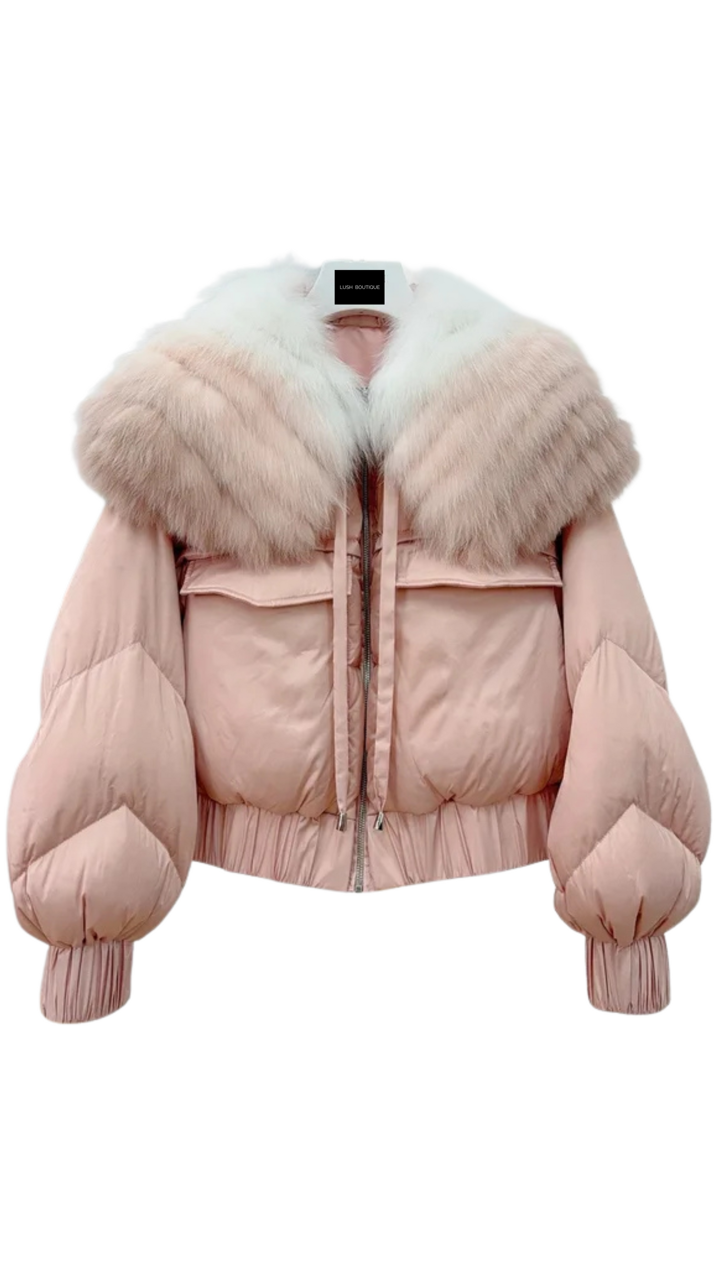 Janna Fox Collar Fur Puffer Jacket- Peach