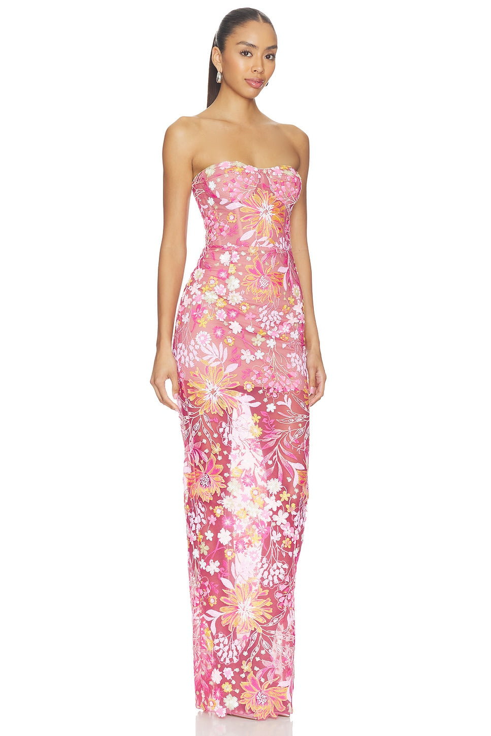 Mallorca Sequin Dahlia Strapless Maxi Dress