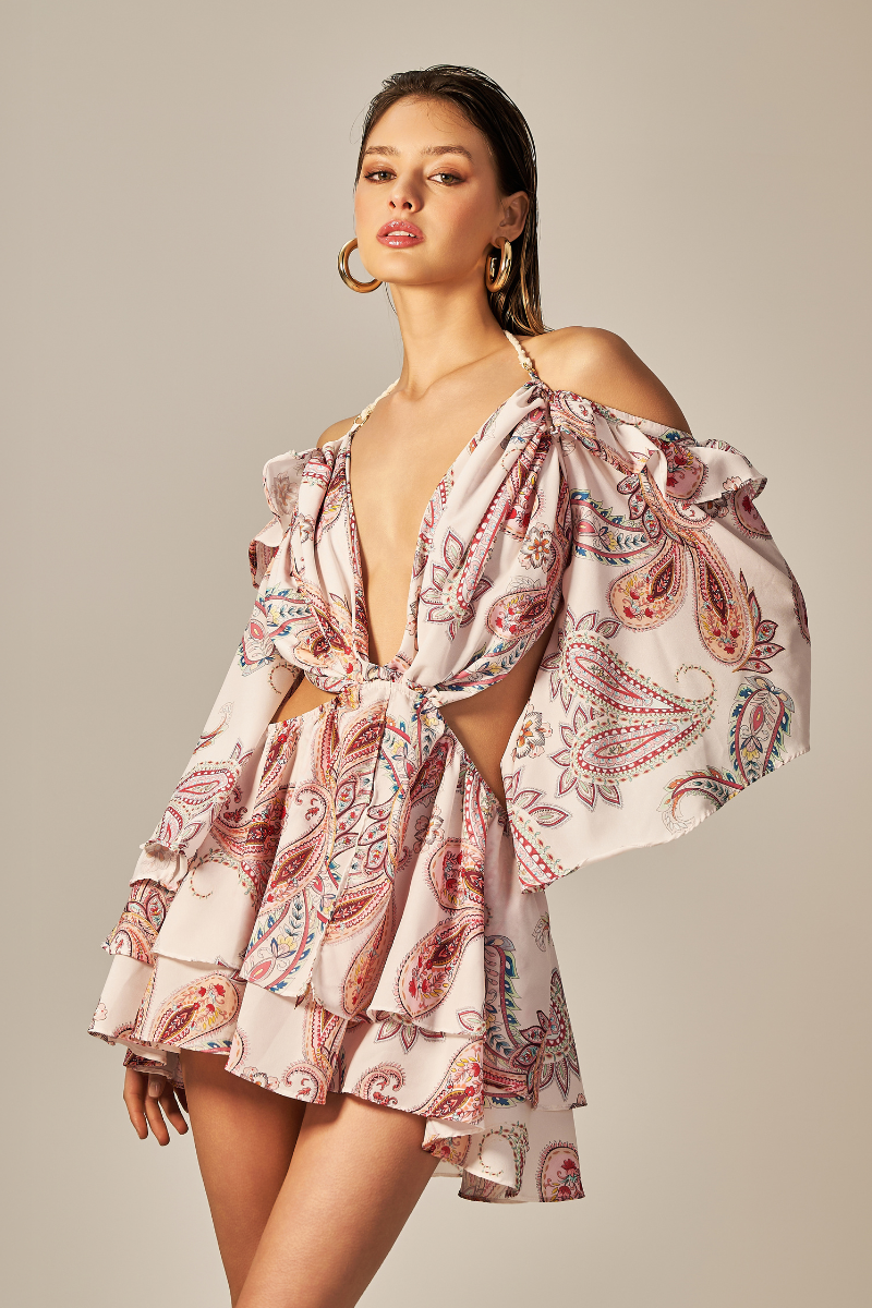 ALEX DRESS WITH PINK PAISLEY PRINT