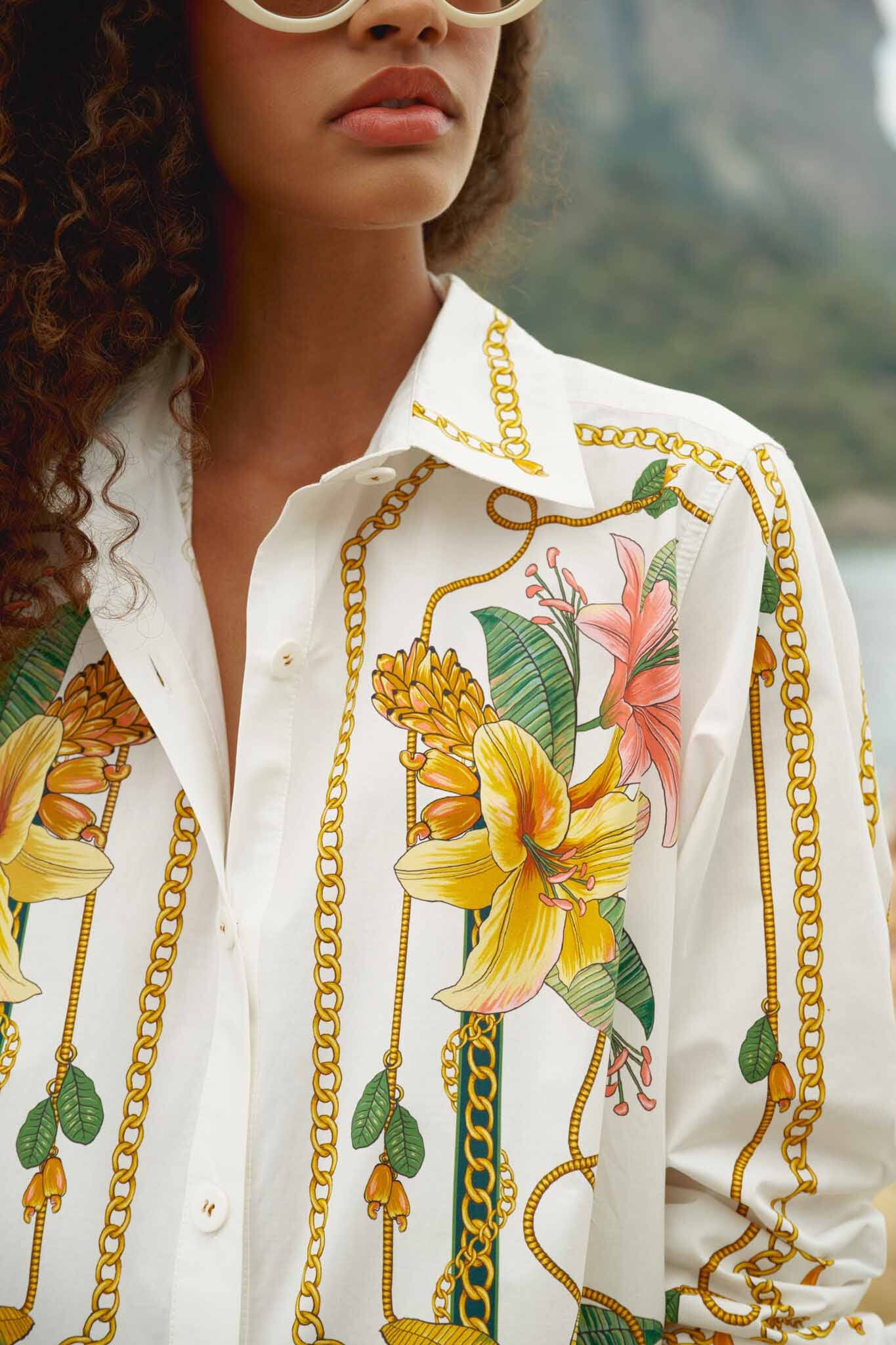 Tropical Royalty Off-White Pants Set