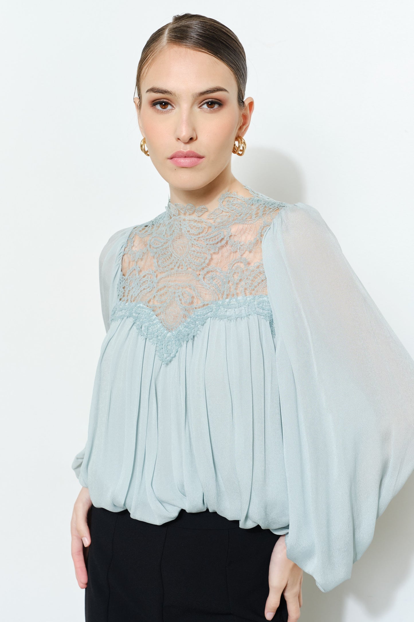 Celeste Lace High-Neck Blouse