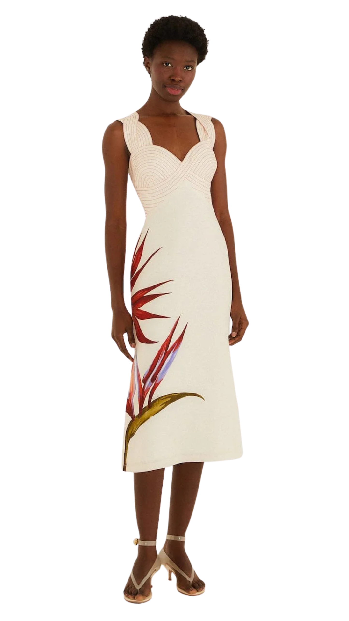 Sand Strelitzia Midi Dress