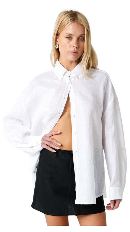 Elira Linen Shirt-White
