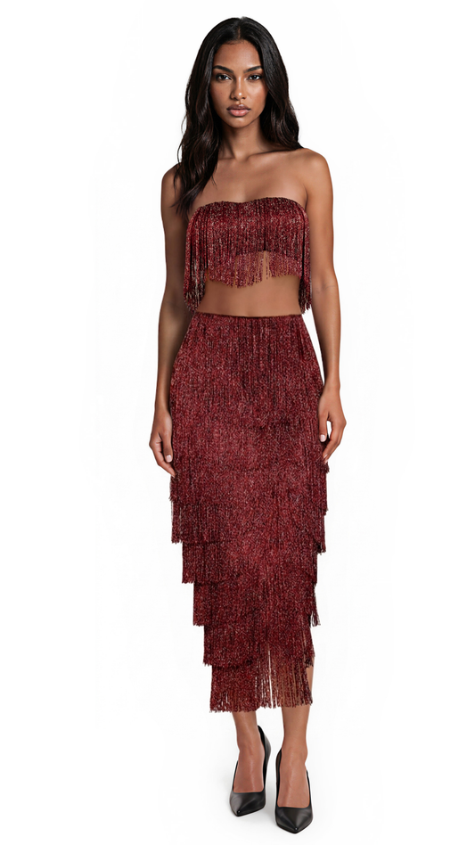Fringe Two-Piece Set-Ruby