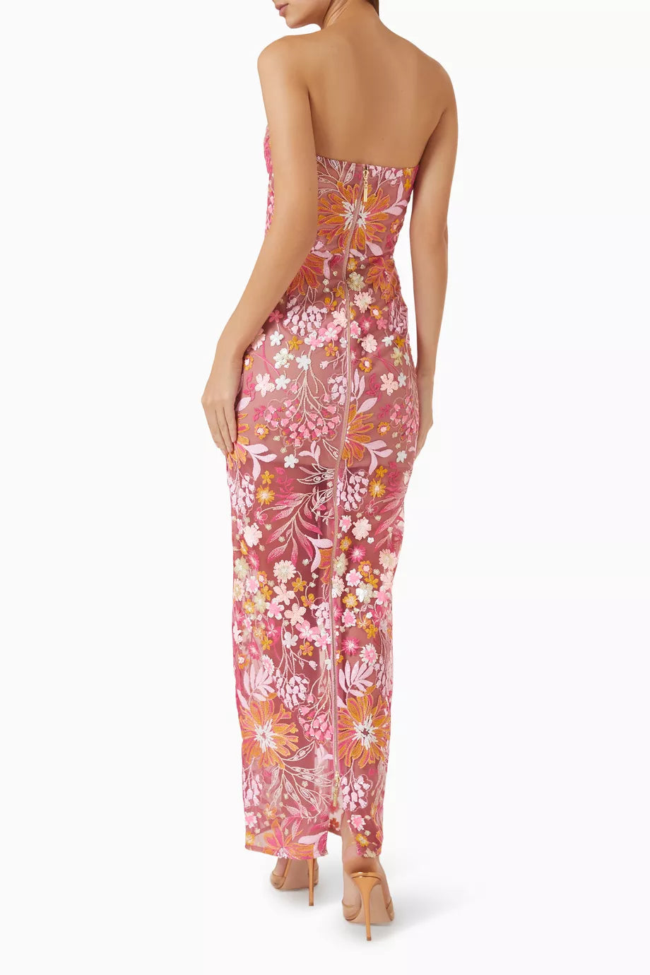Mallorca Sequin Dahlia Strapless Maxi Dress