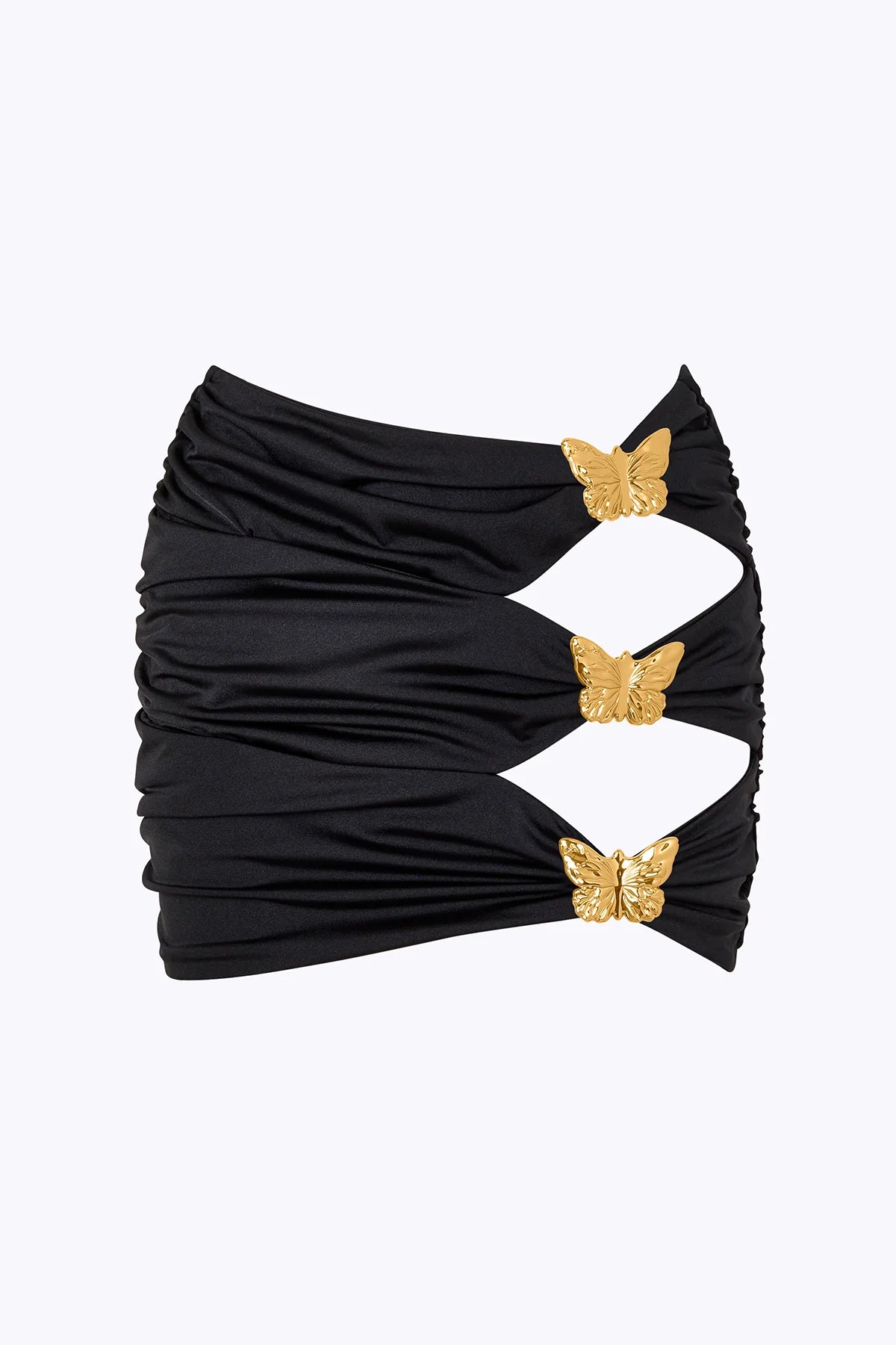 DIAMOND BUTTERFLY CUT OUT SWIMSUIT & COUPE SKIRT SET- PEARL