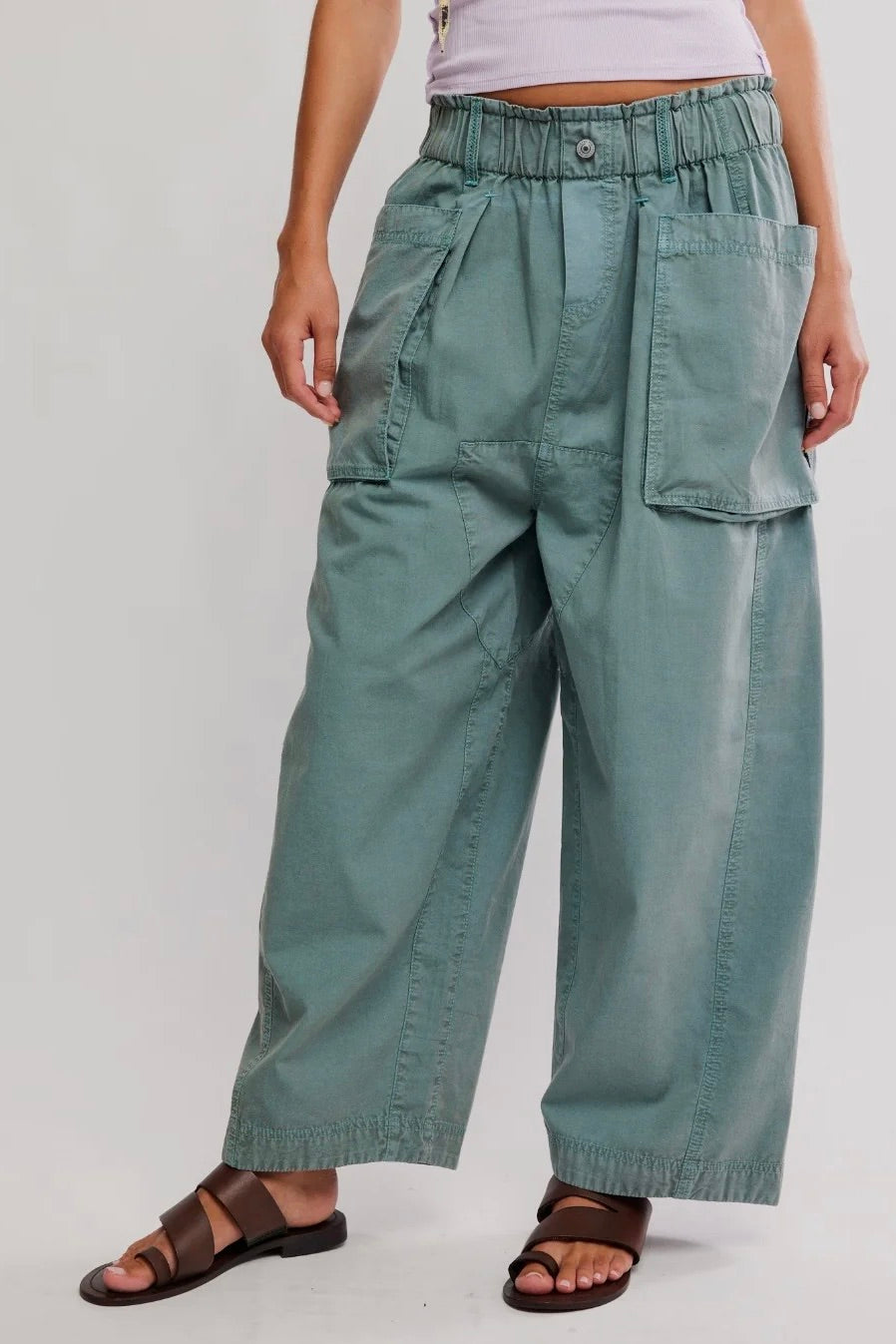 Costa Pull-On Harem Pants-Stormy Sea