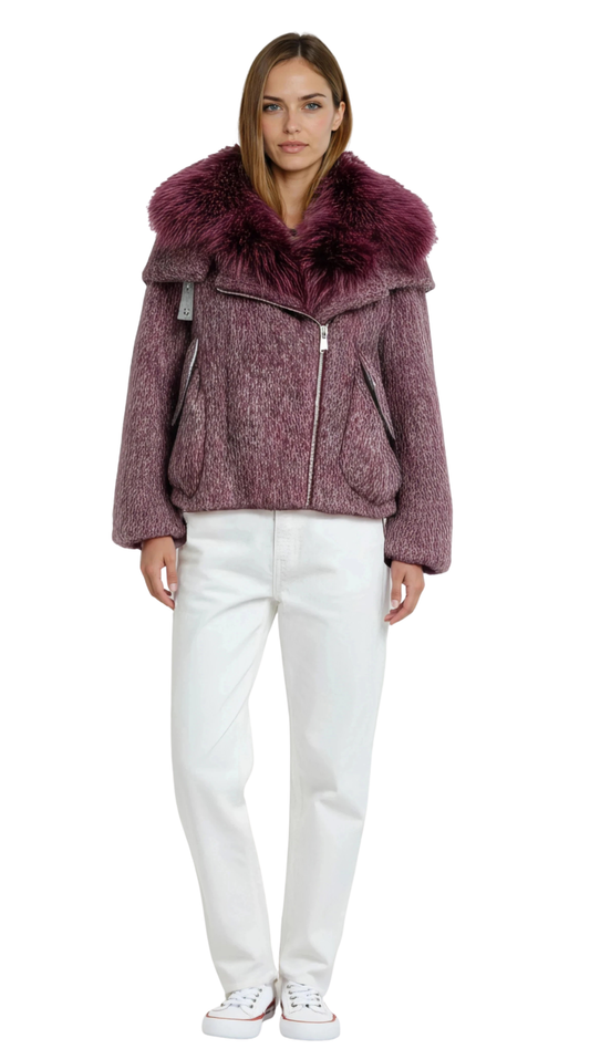 Merlot Silver Fox Fur Jacket
