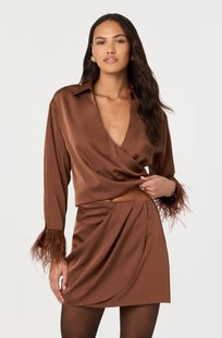 Catrina Satin Feather Trim Set