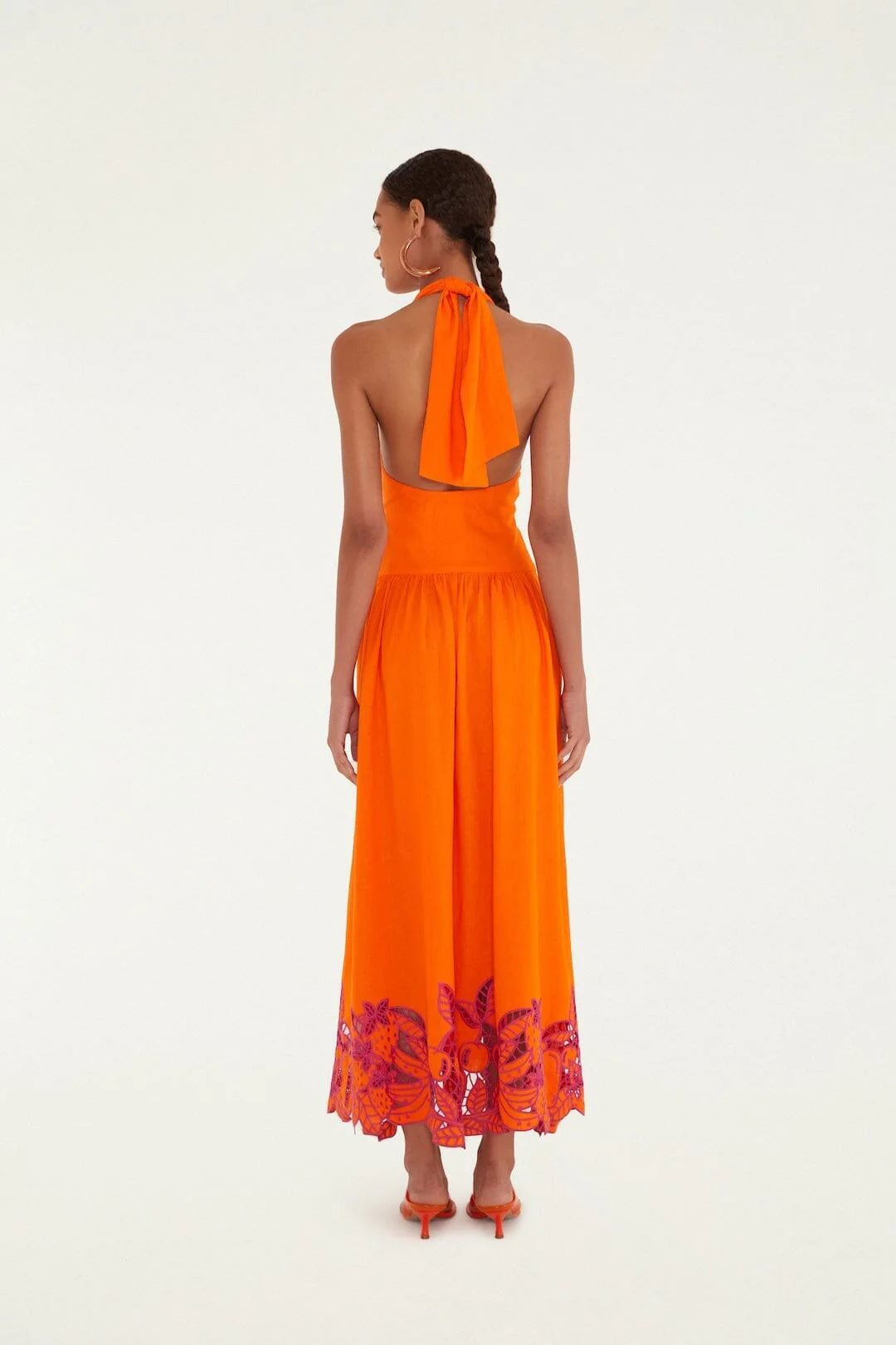Orange Fruit Richelieu Artisanal Maxi Dress