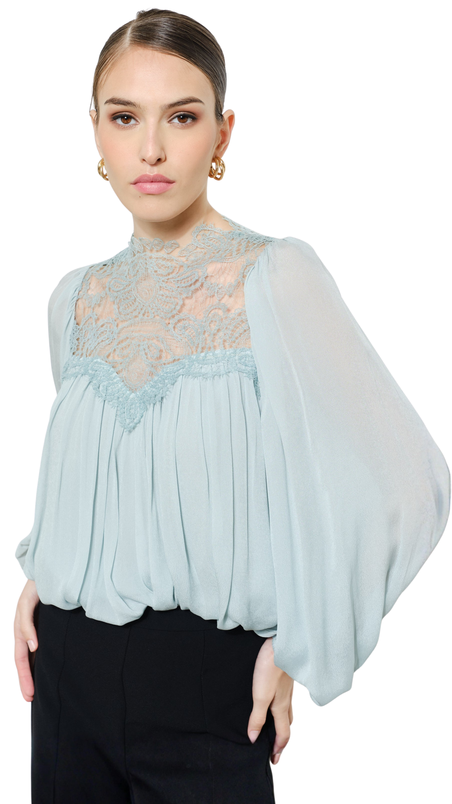 Celeste Lace High-Neck Blouse