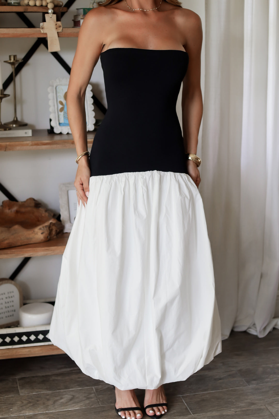Monochrome Bubble Midi Dress