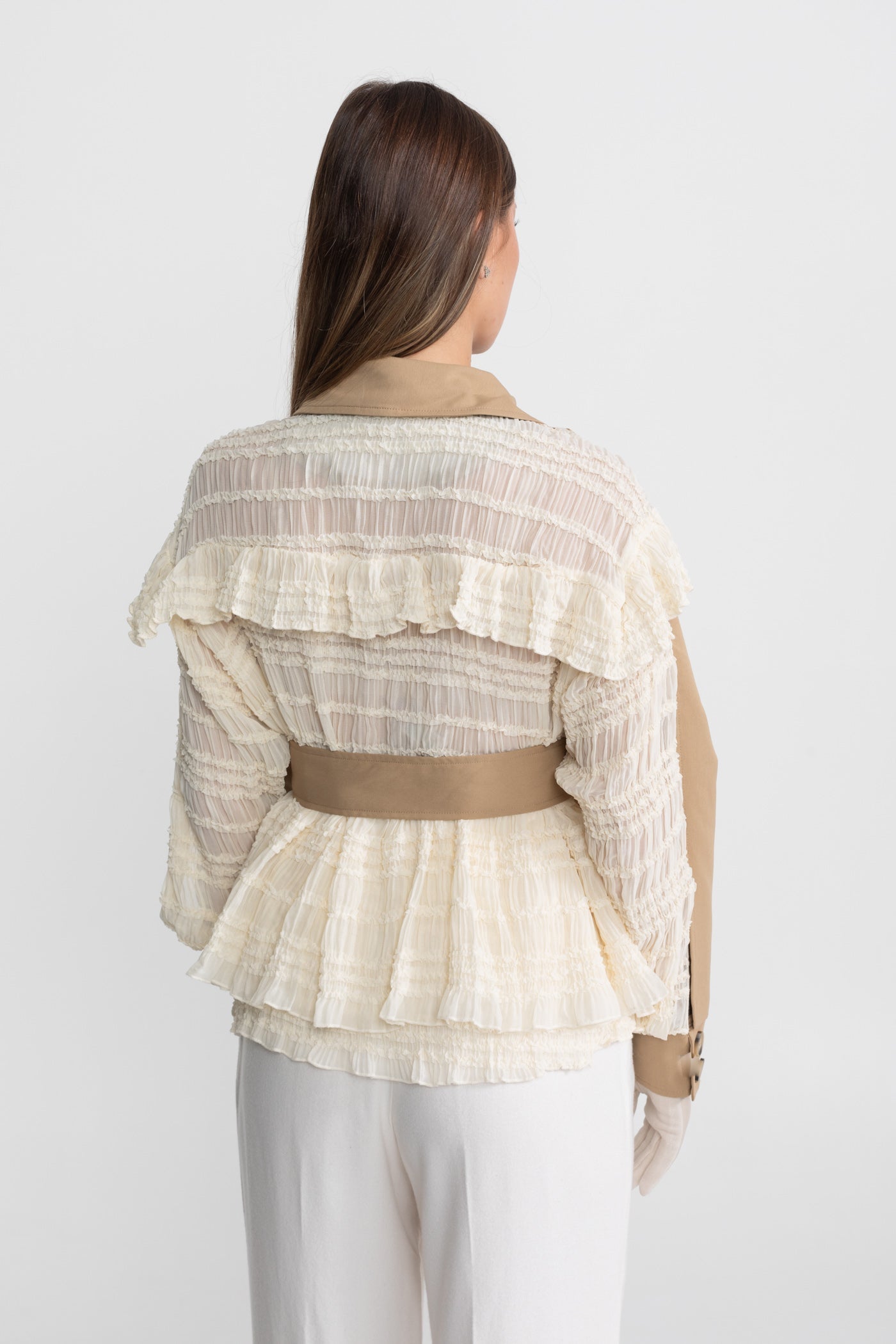 Lace Panel Short Trench Coat