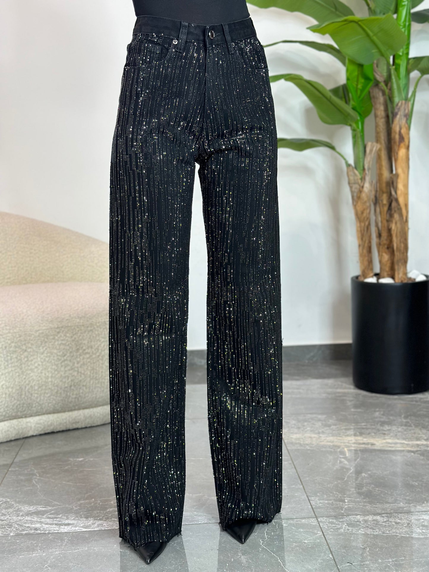 Midnight Spark Wide-Leg Jeans