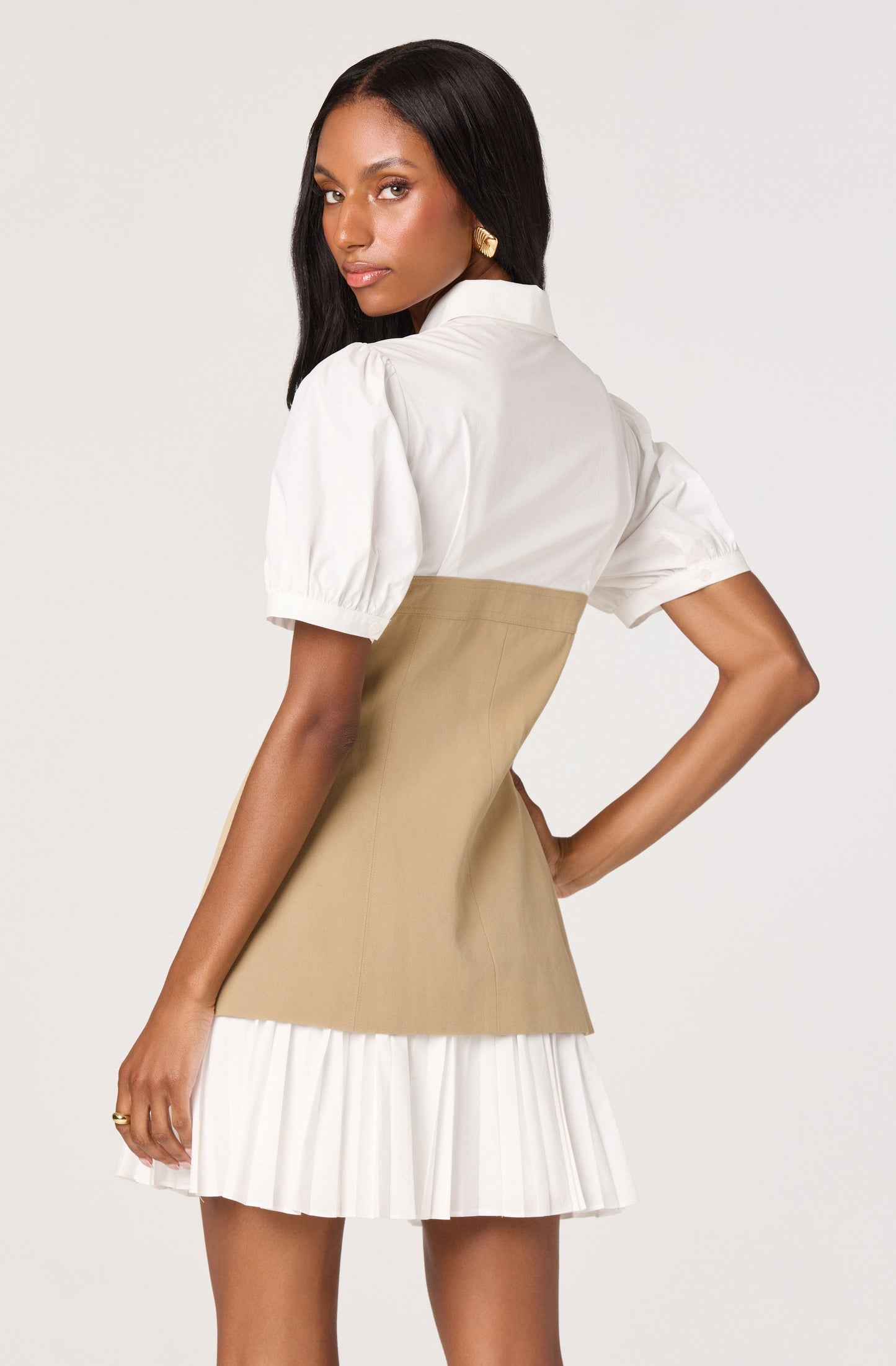 Joseline Mixed Media Faux Layered Mini Dress