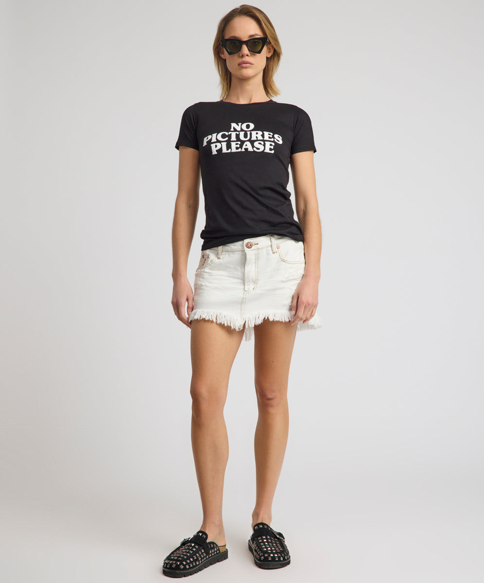 Junkyard Low Waist Messed Up Mini Denim Skirt - White Beauty