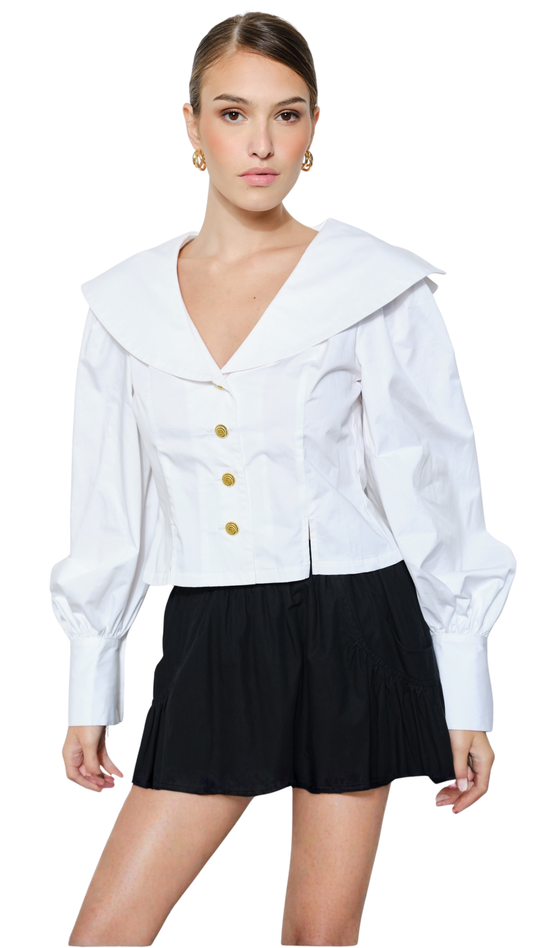 Sailor Collar Cotton Blouse