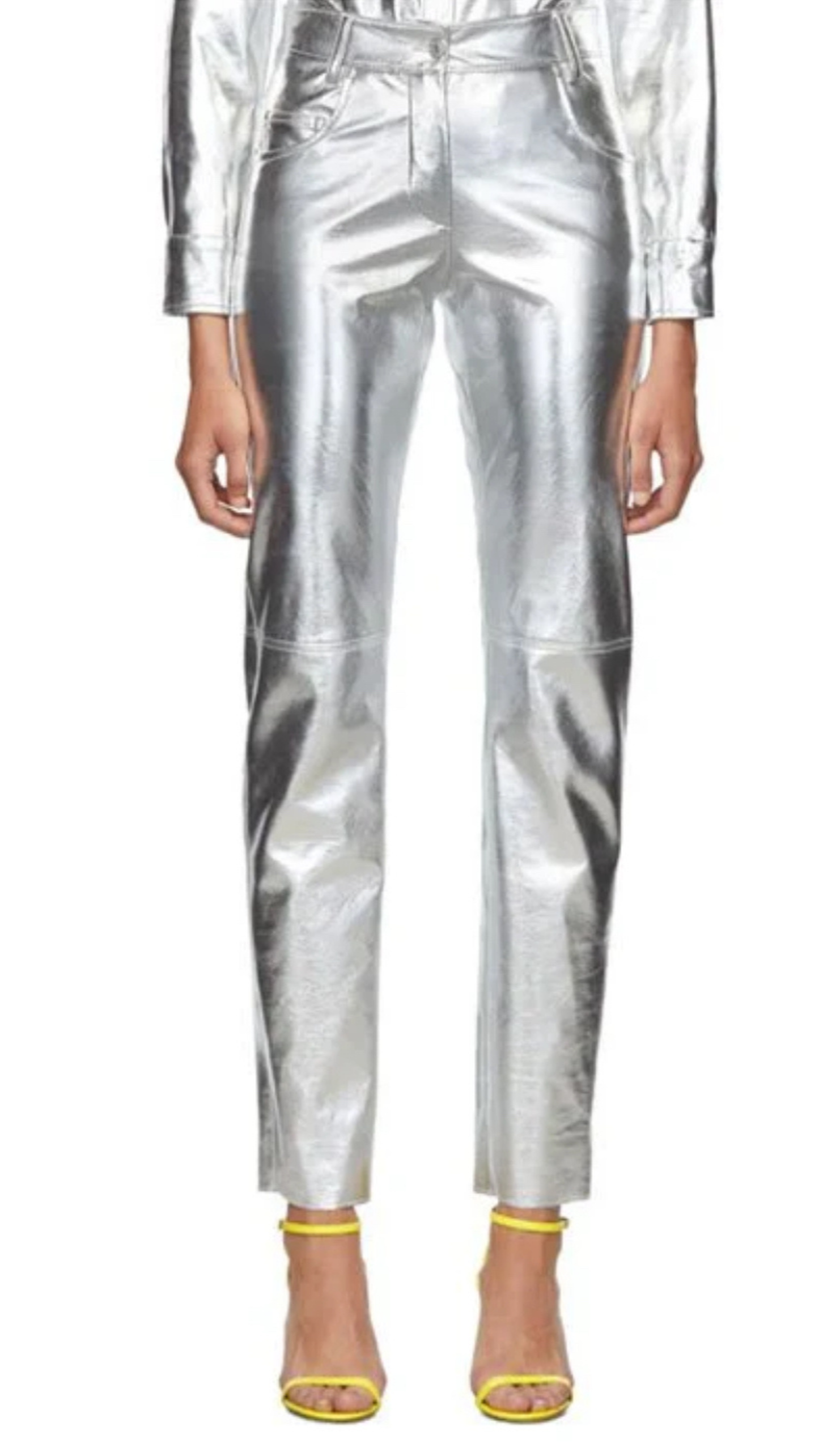 Silver Leather Pants