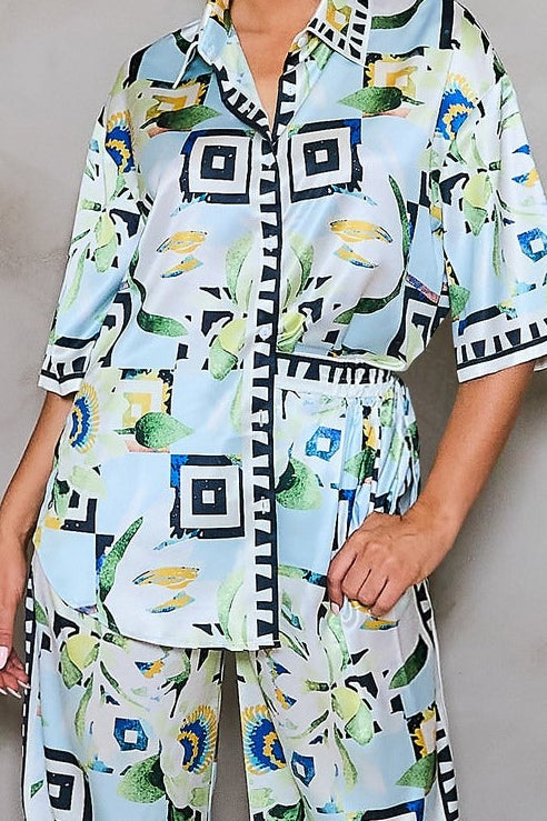 Geo Bloom Shirt Set
