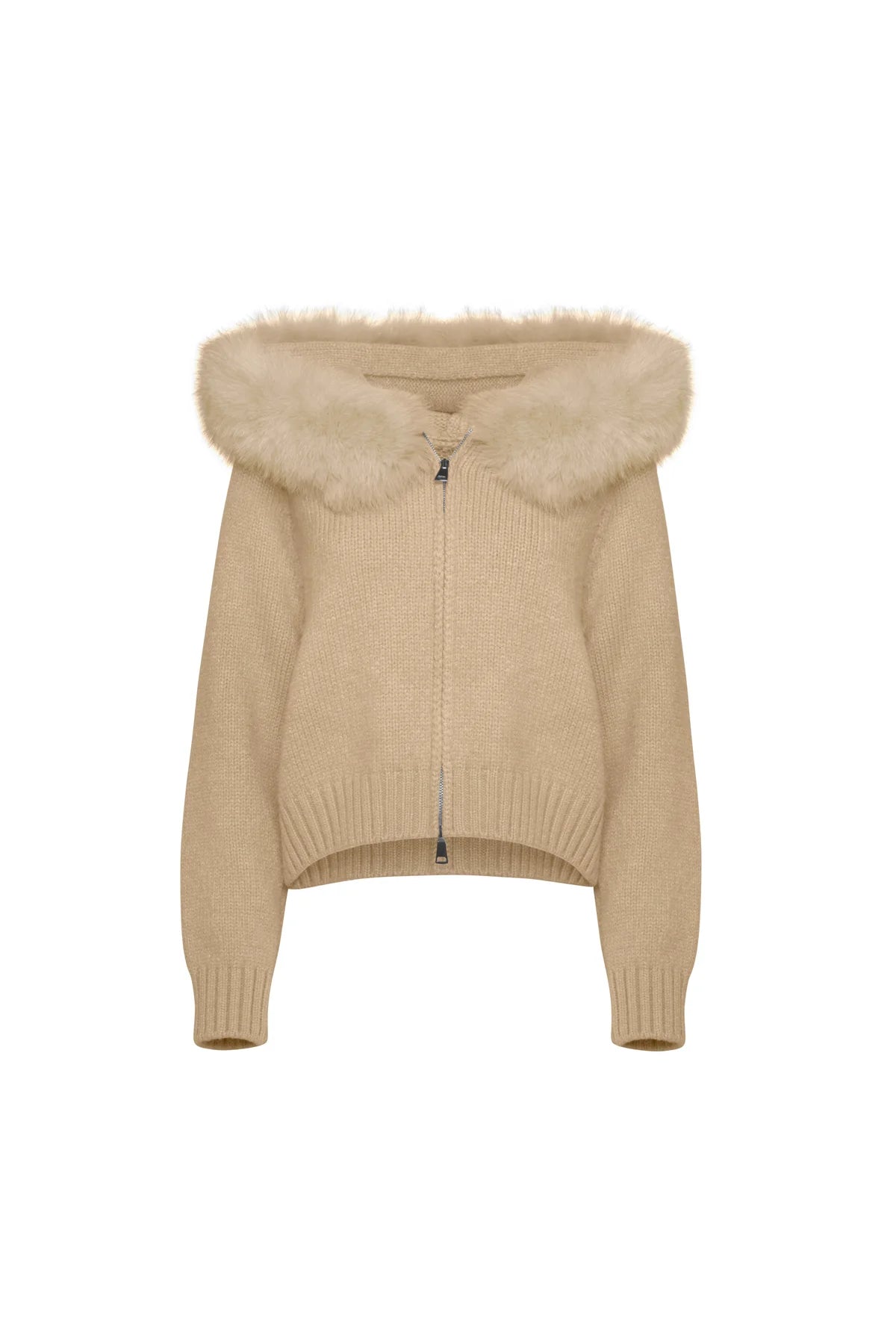 Melly Chic Fur Cardigan- Beige