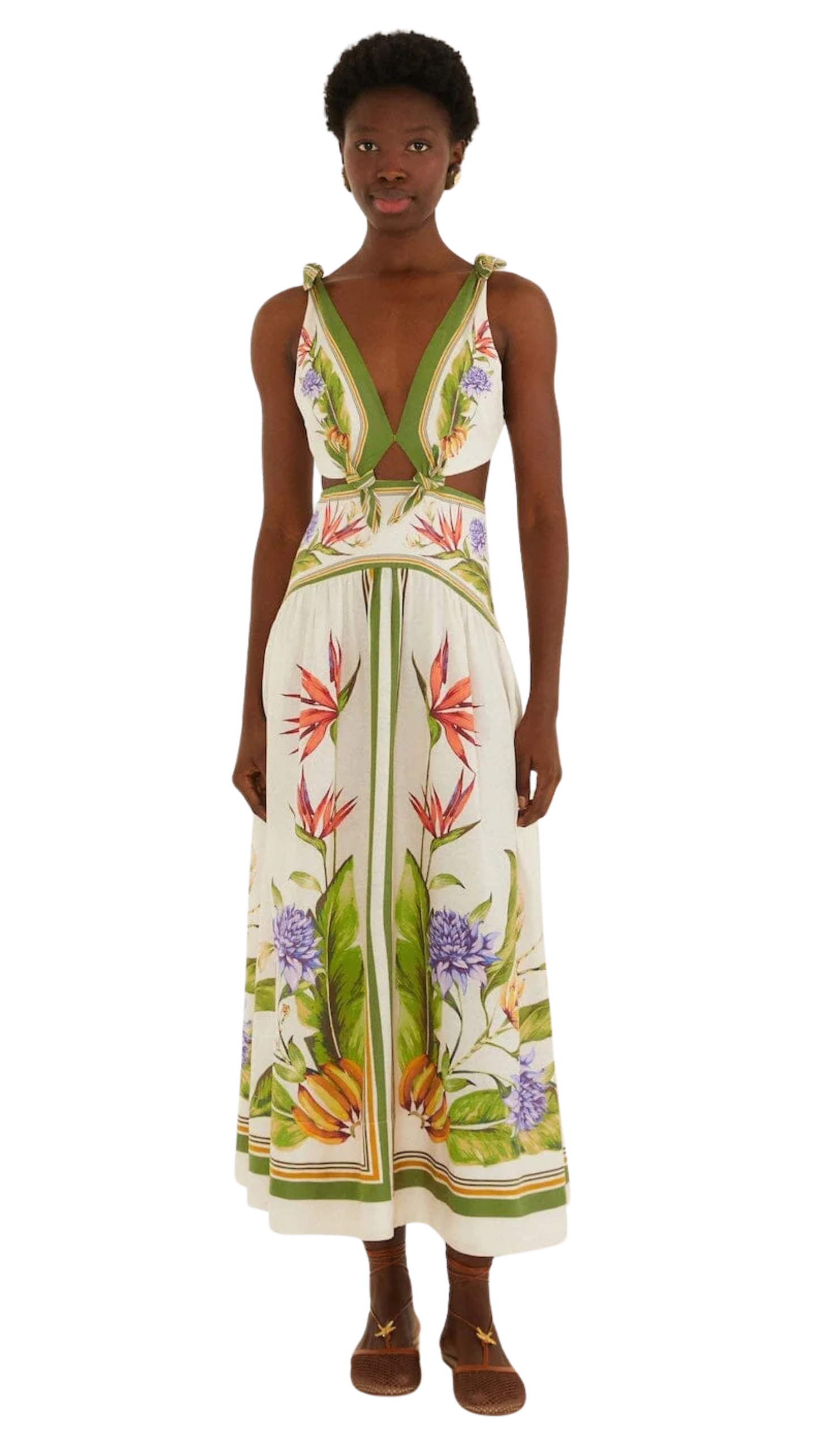 Sand Tropical Scarf Maxi Dress