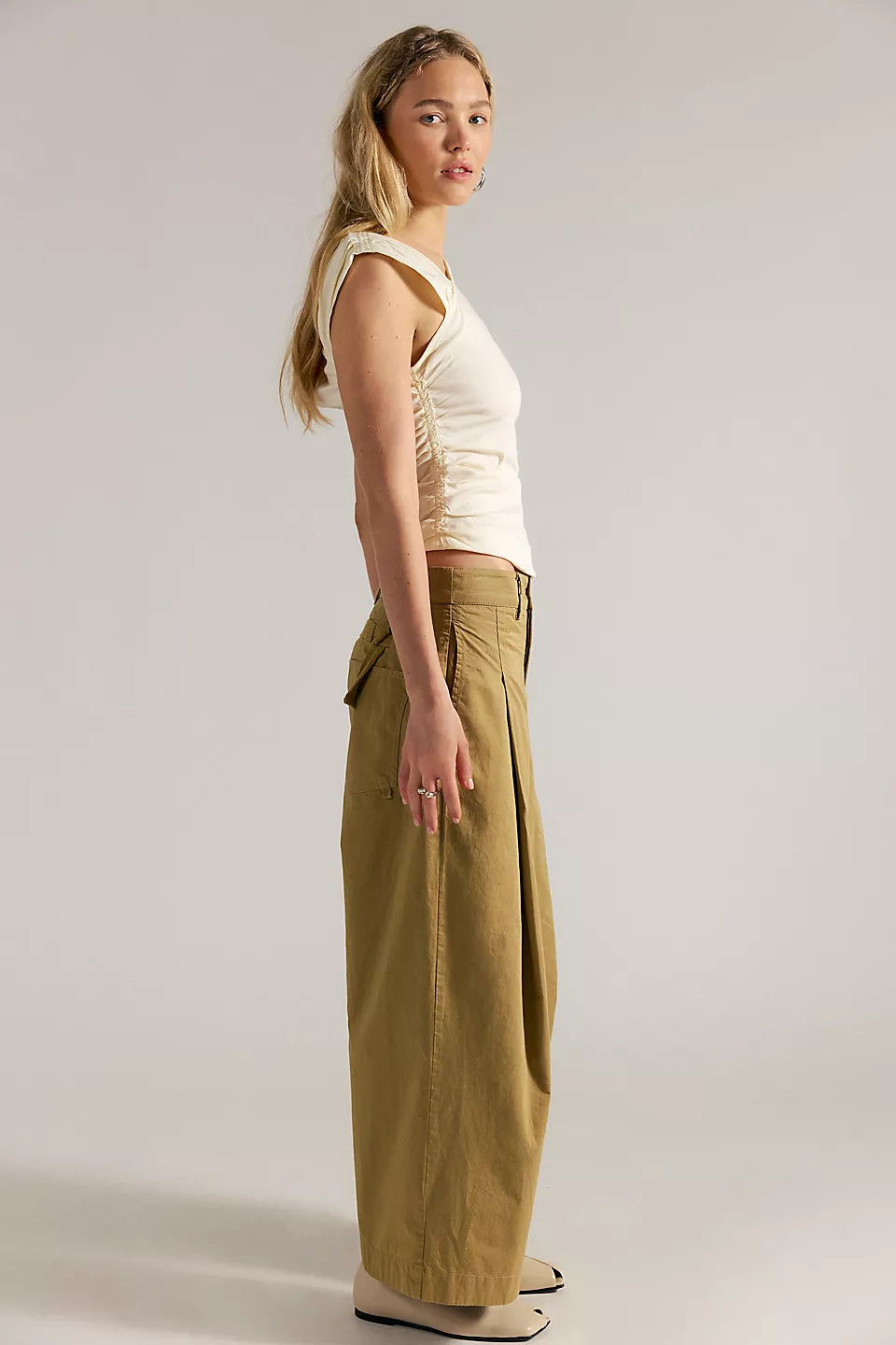 Silverlake Wide-Leg Chino Trousers-Dill Seed