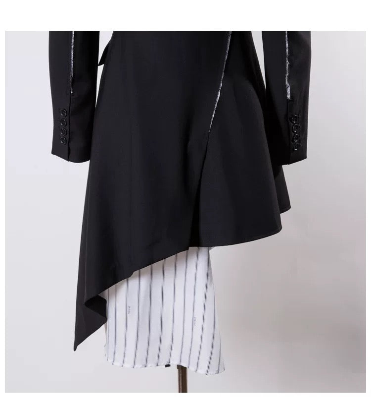 Maverick Asymmetric Pinstripe Blazer Dress