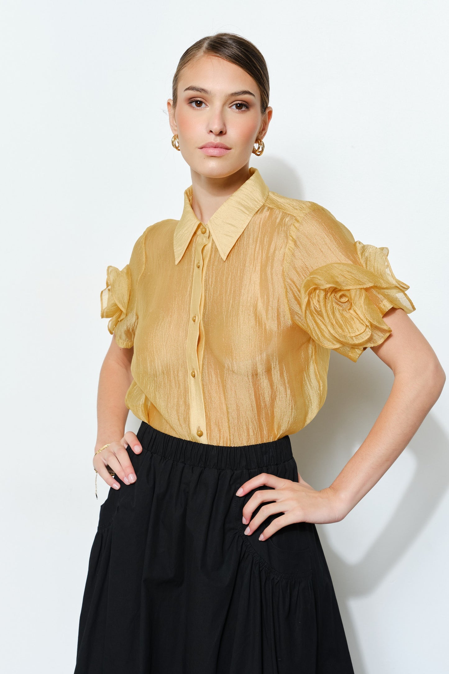 Golden Bloom Rosette Blouse