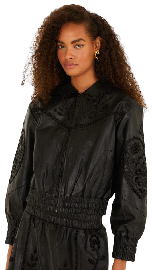Black Richelieu Heart Leather Jacket
